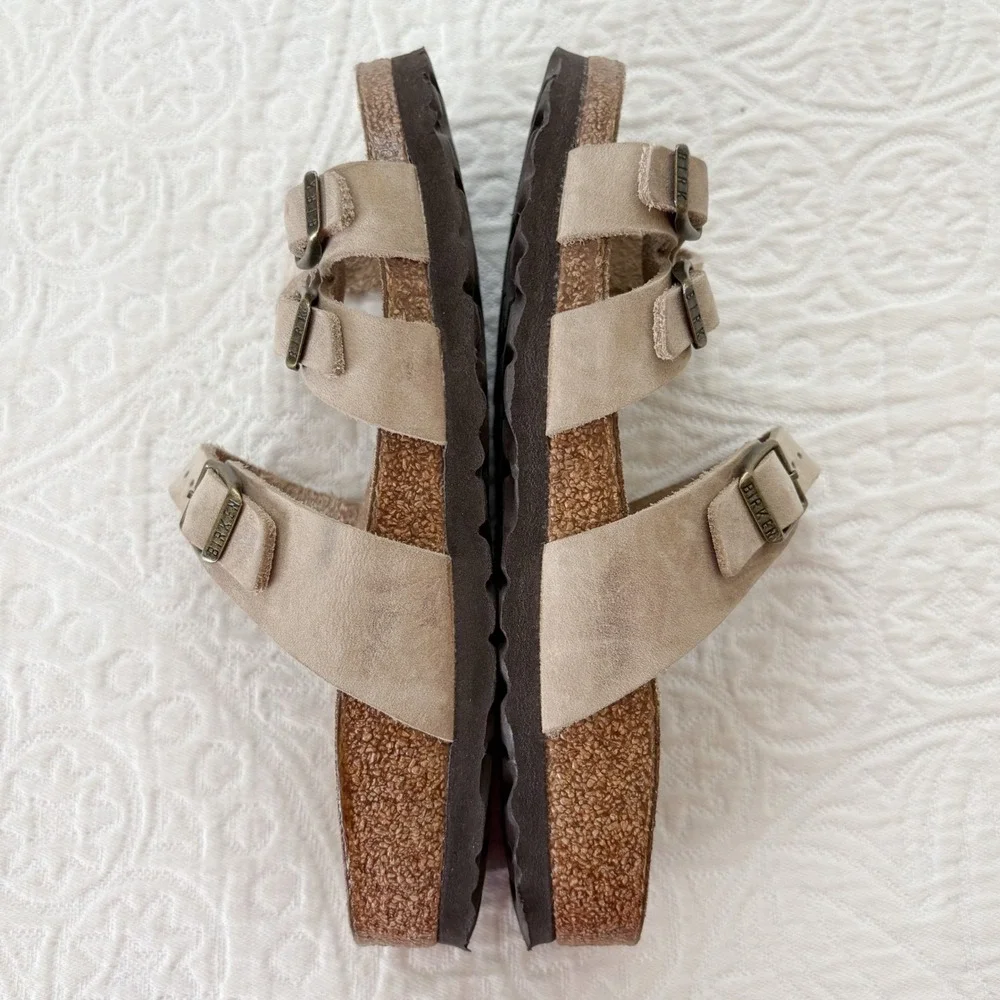 Birkenstock Franca Strappy Oiled Leather Sandals, Tan‎ Sz 36 US 5